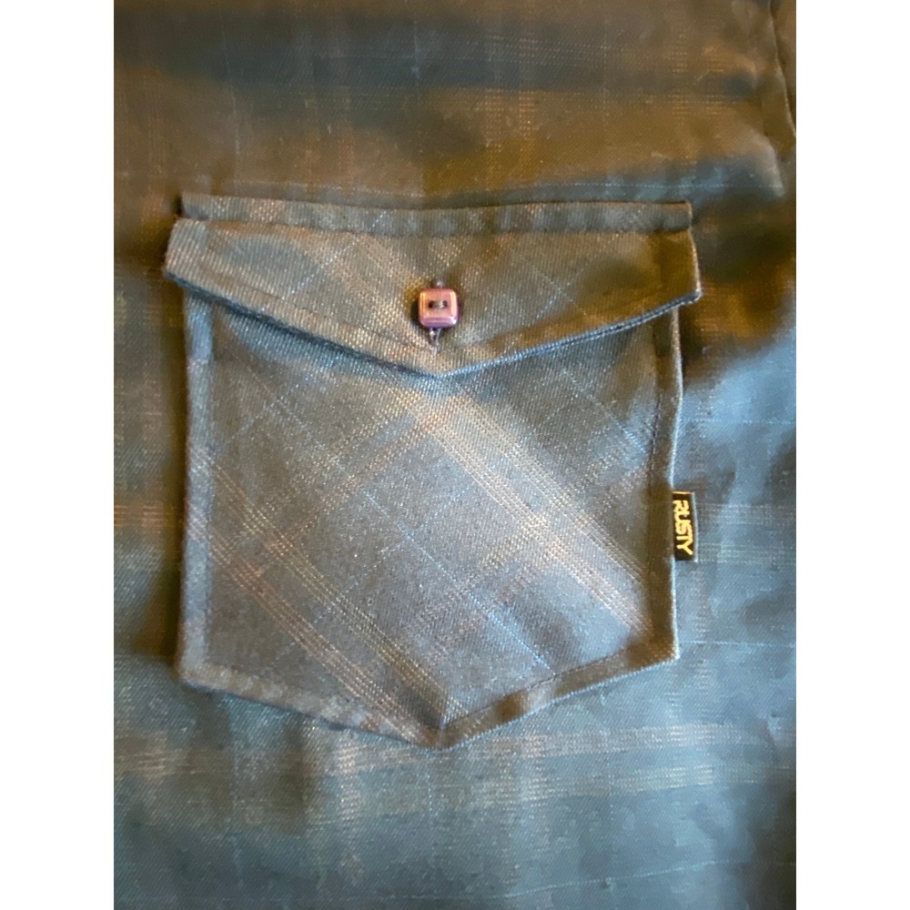 Rusty Men's Large Grey Plaid Long Sleeve Button Down Fleece lined Shirt Jacket - Picture 5 of 12